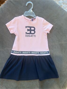 Bugatti Girls' Pink and Navy Logo Dress Size 2T